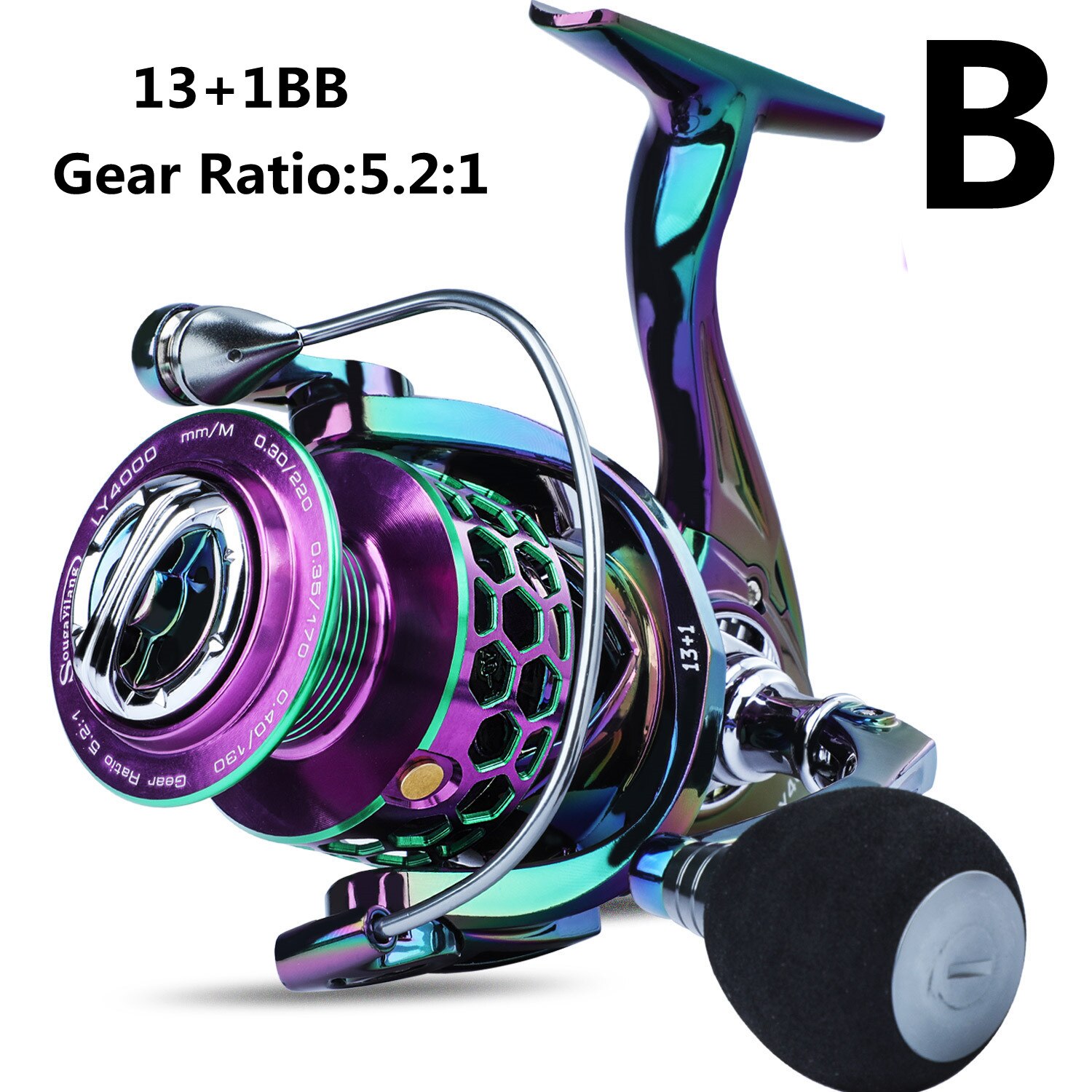 Sougayilang Multicolor Carbon Drag Spinning Fishing Reel 12+1BB 6.0:1 High Speed Saltwater/Freshwater Carp Fishing Reels