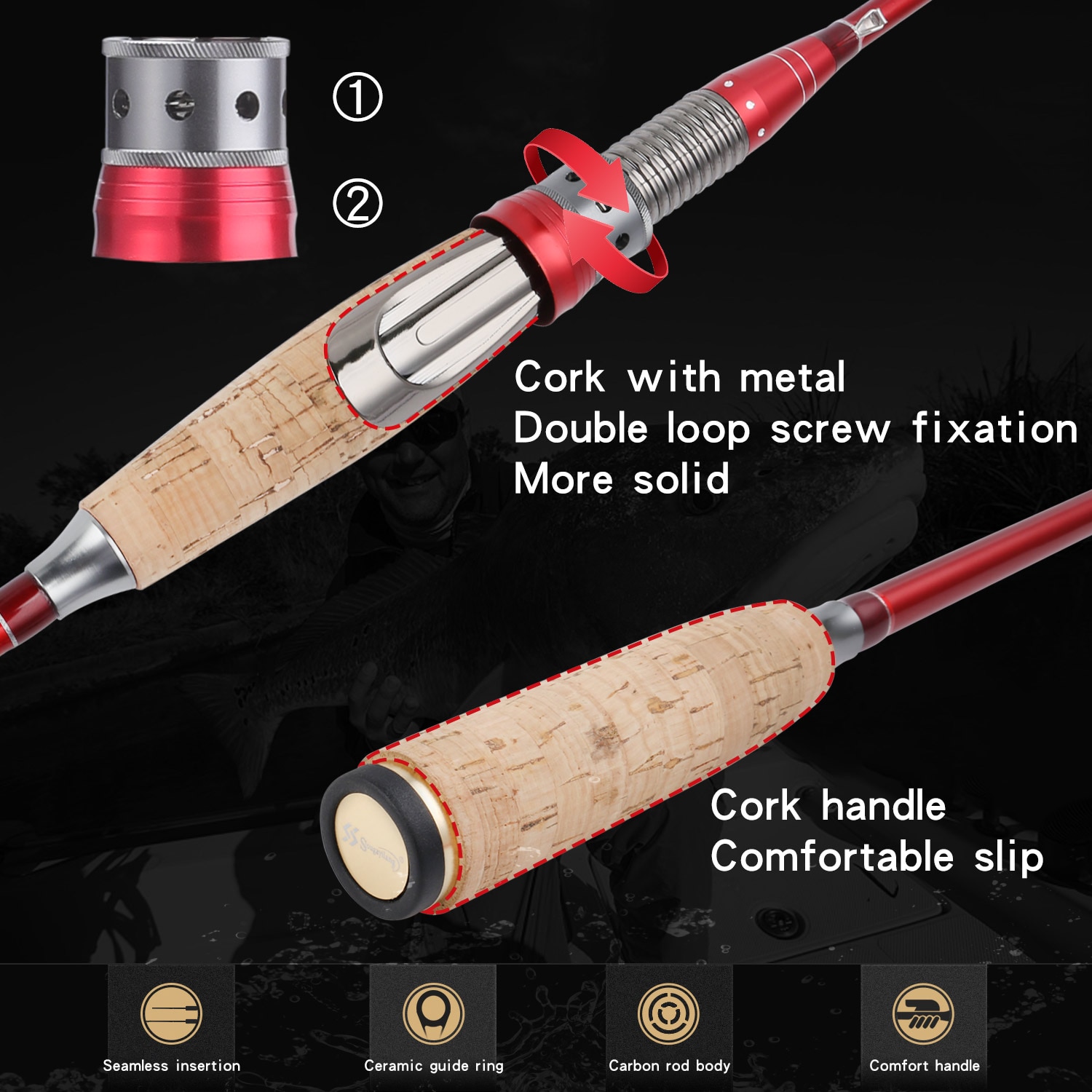 2.1-2.4M 4 Section Carbon Fiber Fishing Rod - Image 6